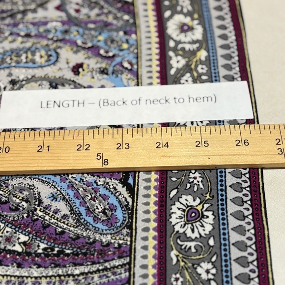 J. Jill Women 3/4 Sleeve Tunic Blouse Sz L Paisley Purple Office Mature Business - Picture 11 of 12